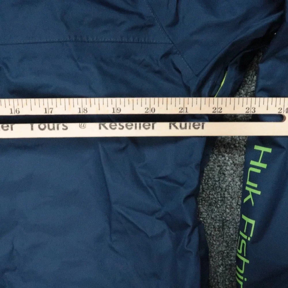 Huk Jacket Mens Medium Blue Fishing Waterproof Hooded Windbreaker Lined